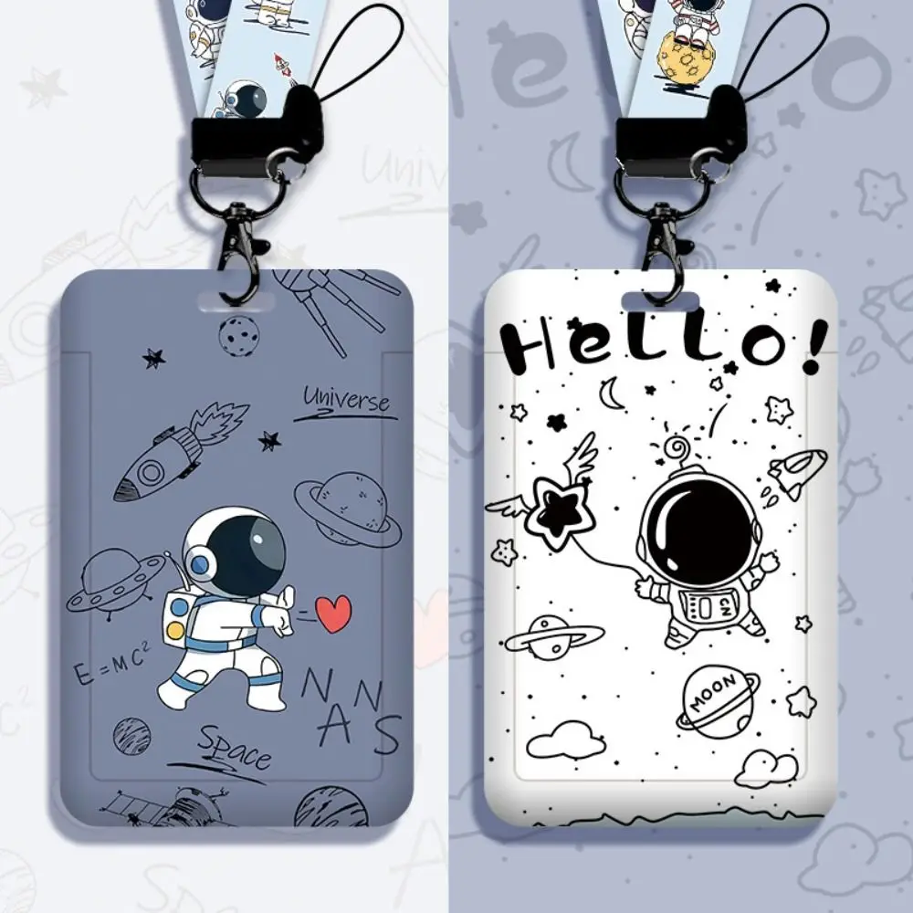 New Cartoon Card Holder Astronaut Cute ID Holders Anti-lost with Lanyard Business Card Holder Student