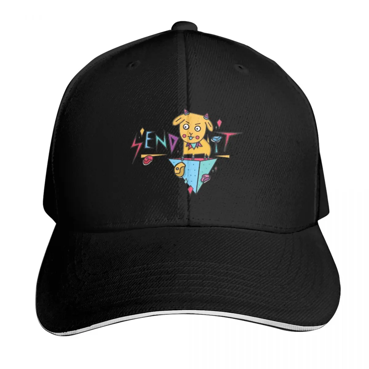 Climbing Bouldering Goat Send It Baseball Cap Vintage Retro Embroidered Lightweight Packable Gift for Him Her