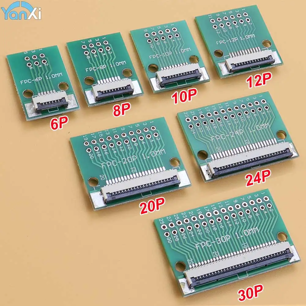 6/8/10/12/20/24/30 Pin FFC FPC Flex Cable Adapter Board Double Sided Socket PCB Test Board Pitch 0.5mm 1.0mm to 2.54mm Connector