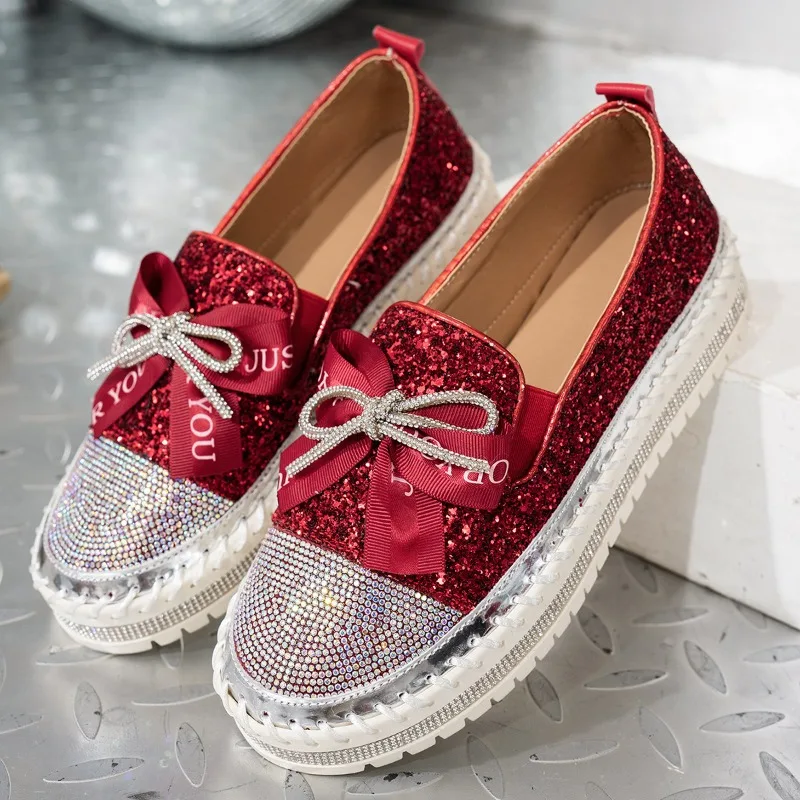 

Fashionable princess party rhinestone sequin shoes plus-size women's single shoes trendy girls sexy shoes adult versatile style