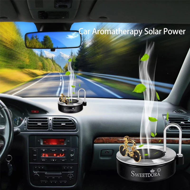 

Car Aromatherapy Solar Power Eliminate Odor Ferry Bicycle Rotate Retro Gramophone Record Air Freshener Car Interior Decorate