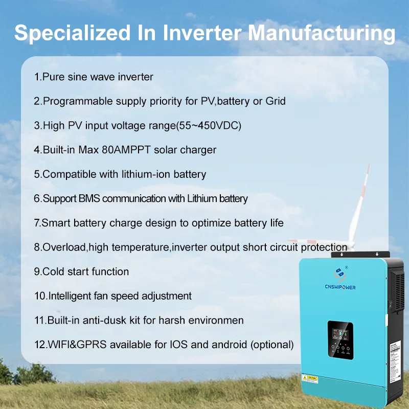 CNswipower SRC 4000VA 3600W عاكس للطاقة الشمسية الهجين محول موجة جيبية نقية 120A MPPT 24VDC 120VAC لشاحن الطاقة الشمسية #2