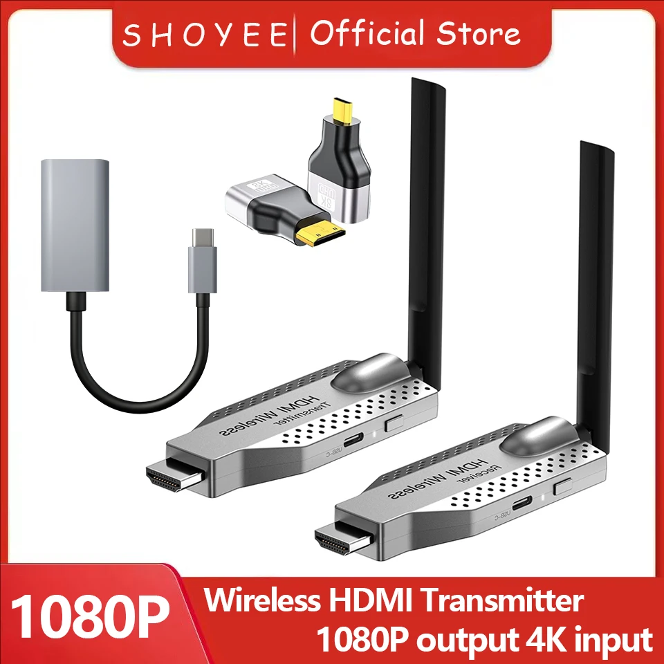 1080P 50/100m Wireless Extender Splitter Video Transmitter Receiver for PS4 Camera Laptop PC to TV Monitor Projector