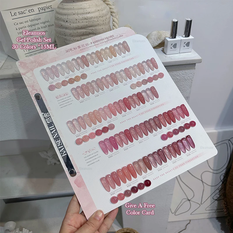 Eleanuos Pink Jelly Gel Polieren 30PCS Mixed Nude Lasting Translucent UV LED Whitening Gel Salon Ice Skin Gel New Shining Kit
