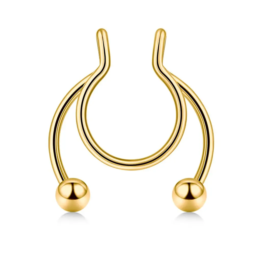 

Модные подарки, поддельное кольцо в носу с перегородкой, ювелирные изделия из нержавеющей стали, без пирсинга