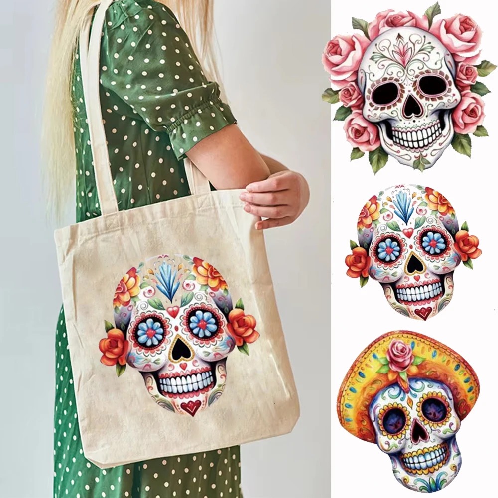 

Skull Drawstring Bags Backpack Bag Day Of The Dead Mexican Sugar Skeleton Gothic Style Rose Art Floral Sport Bag Yoga Bag