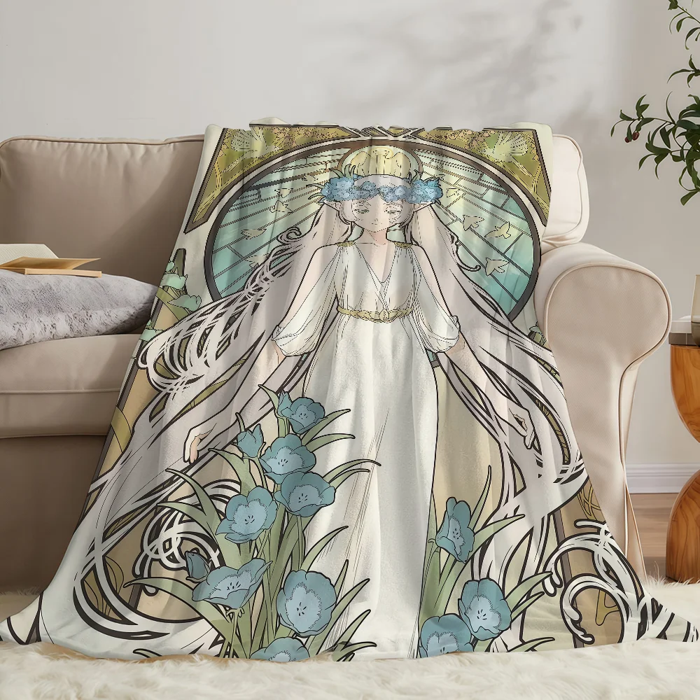 Anime Frieren at the Funeral Blanket Soft Warm And Thick Perfect For Bedroom Living Room Bed Sofa Camping Picnic Office Gift