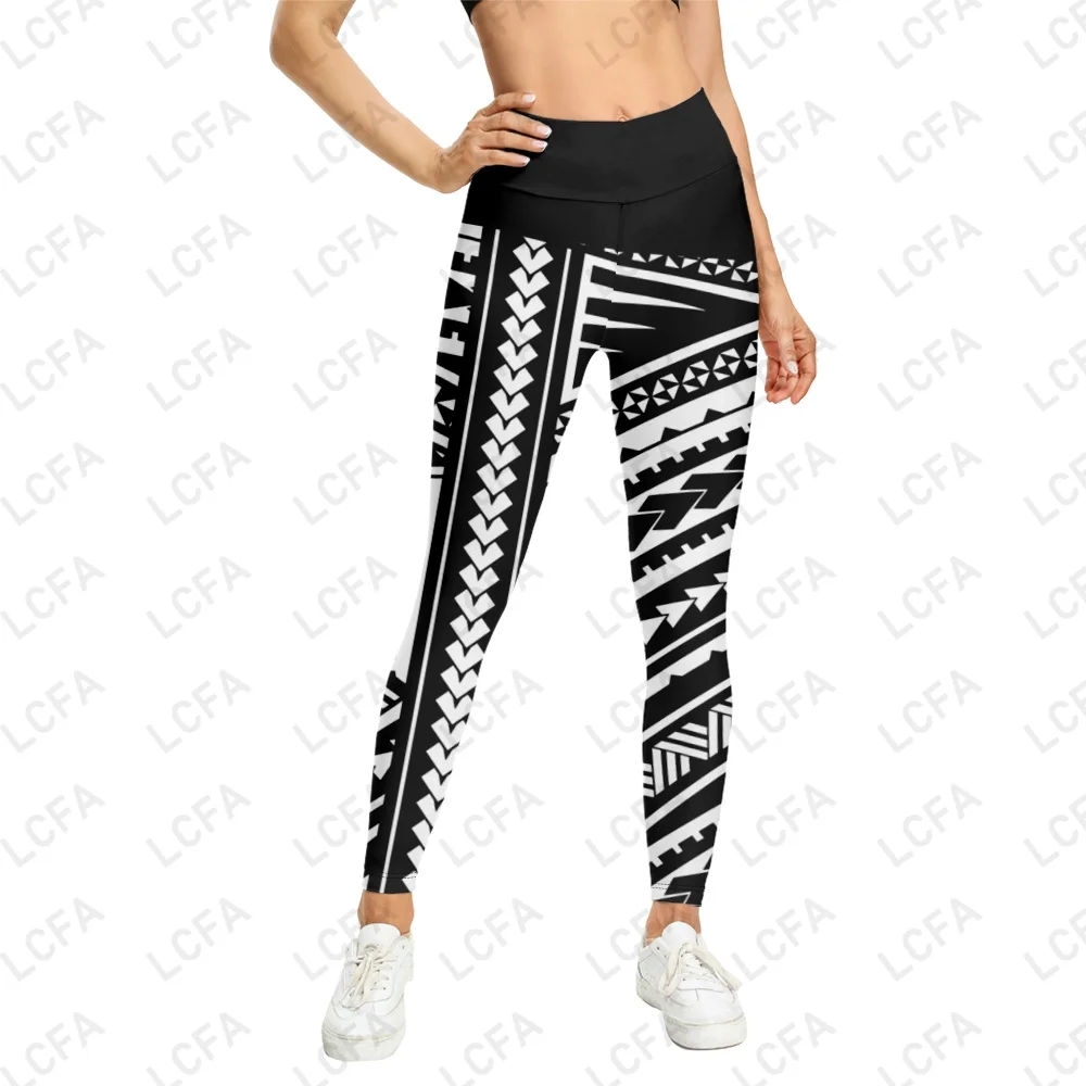 

2023 Black White Tattoo Tahiti Leggings Women Sexy Fitness Gym Legging Push Up High Waist Leggings Sport Pants Women Clothing