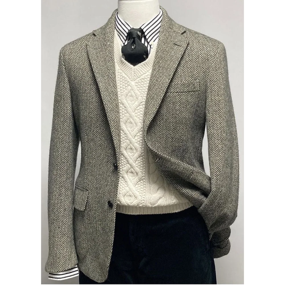 

Мужской пиджак с узором «елочка», однобортный, повседневный, модный, облегающий, удобный, элегантный, пиджак, деловая одежда, официальное пальто