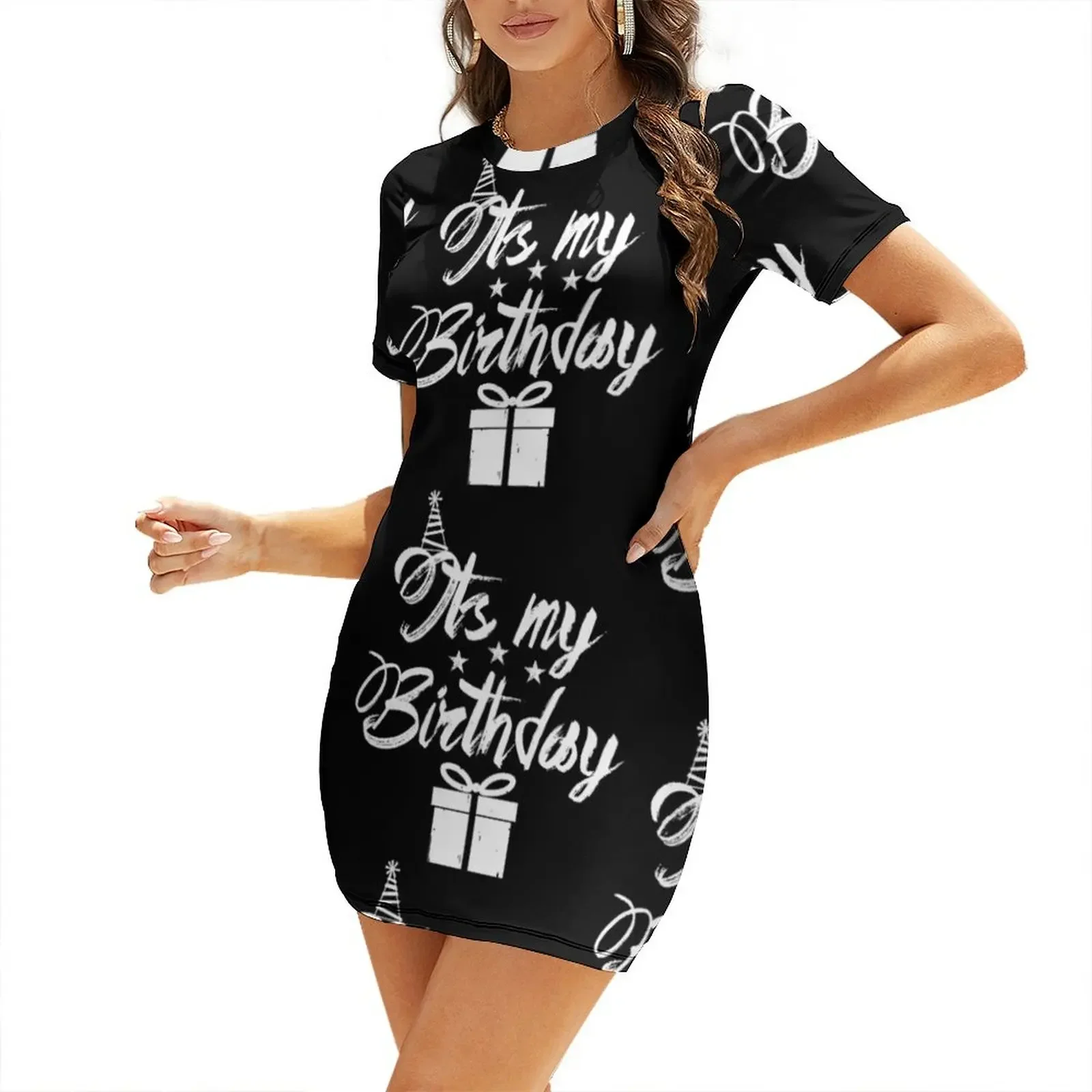 

Its My Birthday Short-Sleeved Dress Long veiled dresses wedding dresses for woman Women's dress women's luxury party dress