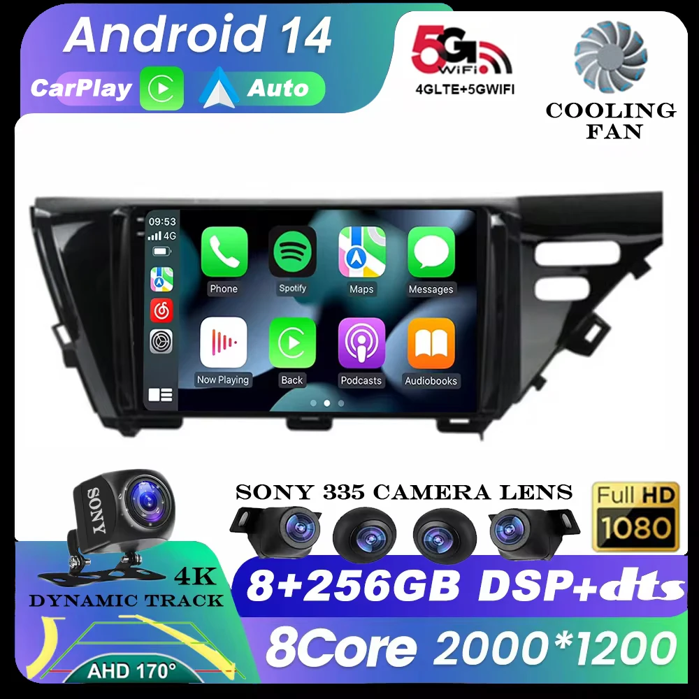 

Android 14 Auto Carplay For Toyota Camry 8 XV 70 2017 - 2020 Car Radio Multimedia Video Player Navigation GPS 360 Camera WIFI+4G