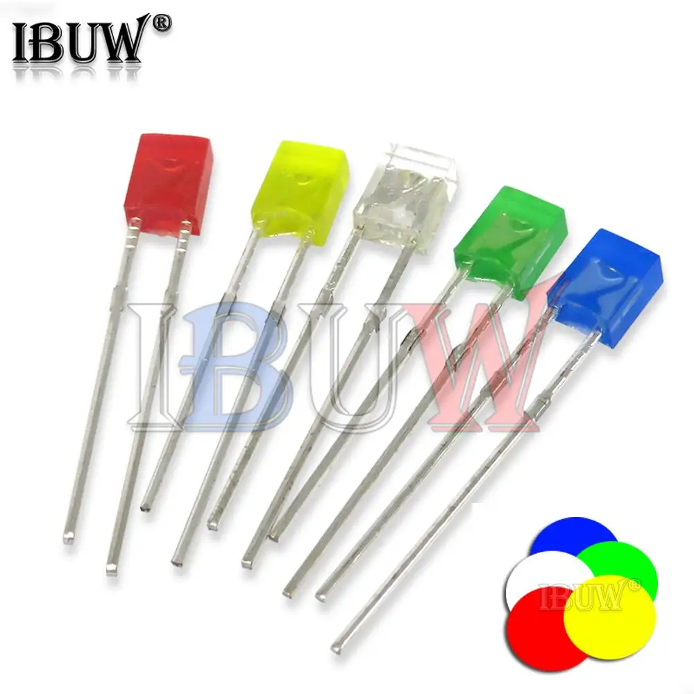 100PCS 2X3X4 2X5X7 square LED 234 257 light emitting diode blue red green white yellow electronic DIY KIT
