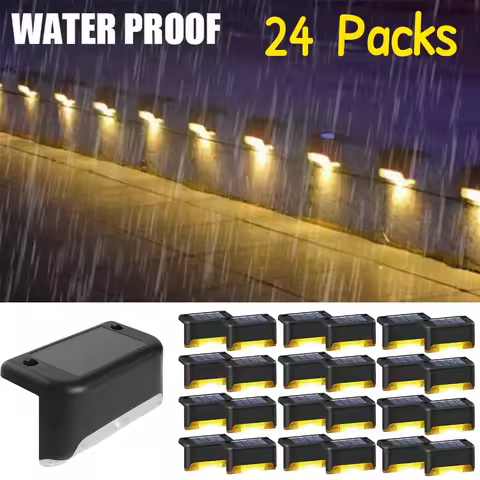 4/8/12/24Pcs Solar Deck Lights Outdoor Waterproof LED Fence Lights Step Garden Decorate Lamp for Patio Stairs Railing Pathway