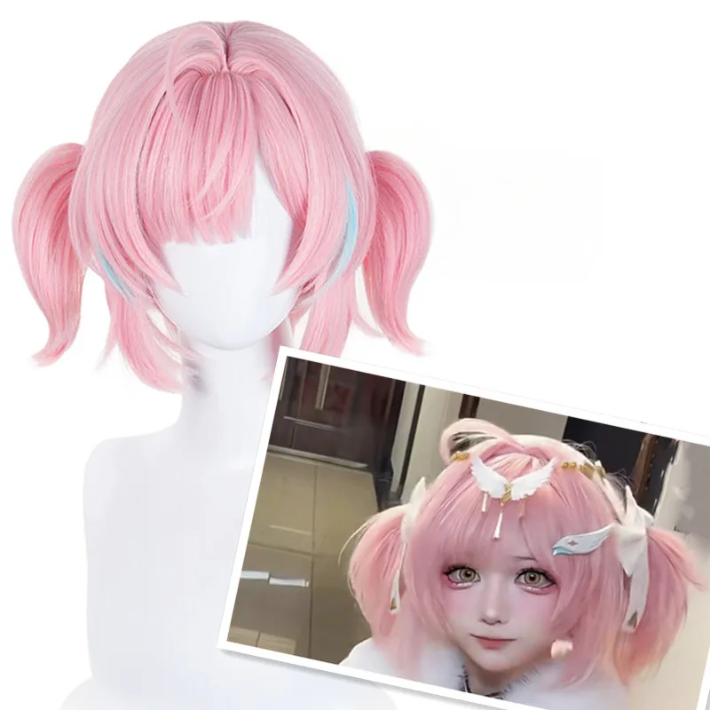 

Already Style Aemeath childhood Cosplay Wig Pink Aemeath Cos Wigs Heat Resistant Hair Anime Wigs + Wig Cap