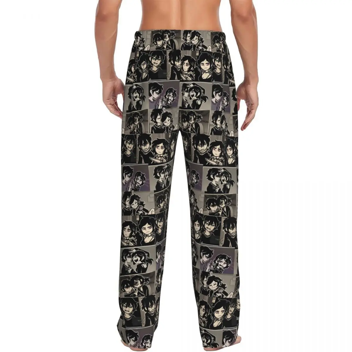 طباعة مخصصة نعش اندي ورايلي بنطلون بيجاما للرجال لعبة ألغاز رعب ملابس نوم قيعان مع جيوب #3