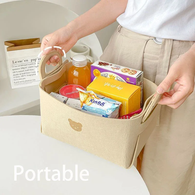 New Folding Felt Storage Basket Desktop Finishing Storage Box Family Portable Luggage Clothes Shoes Storage Bags Supplies