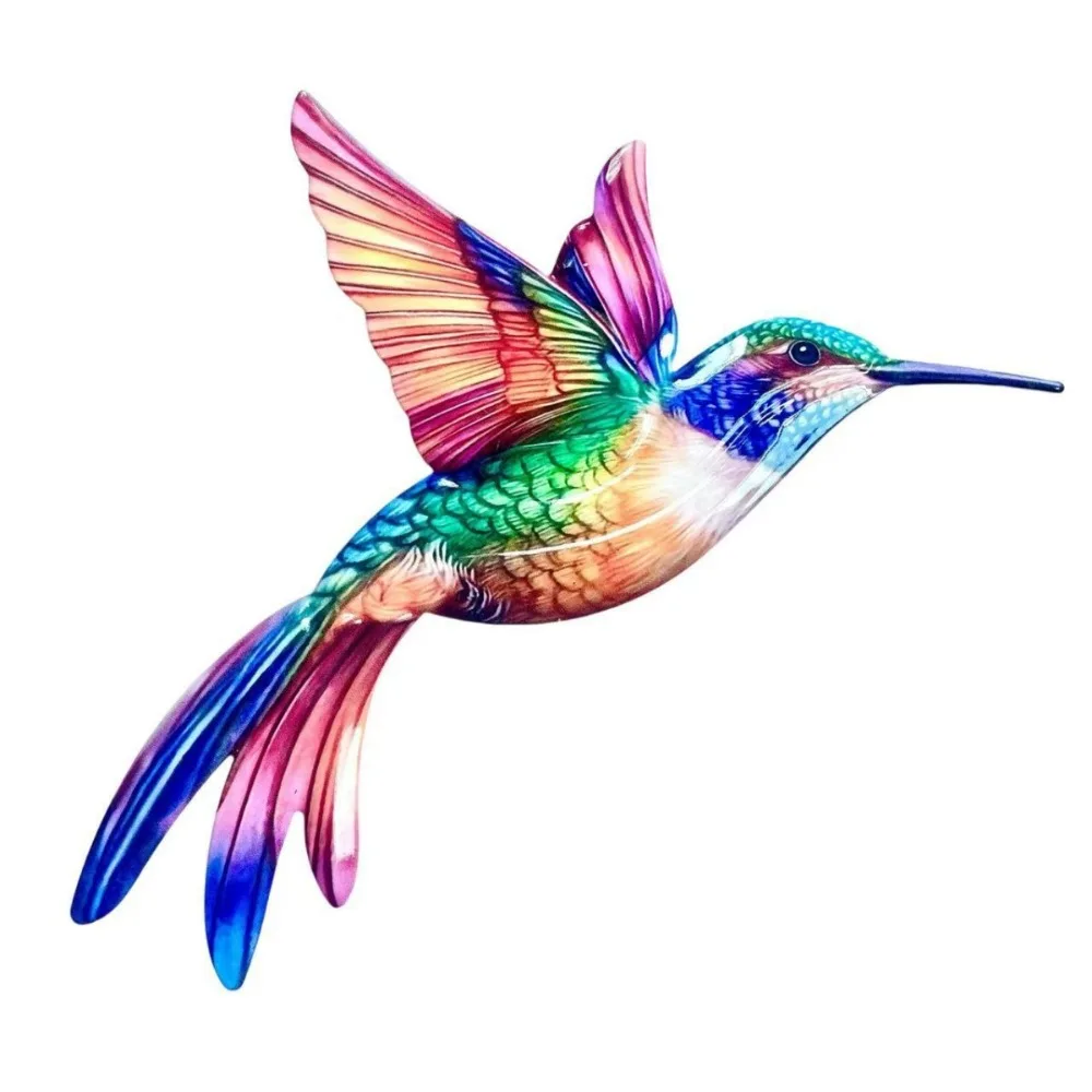 

Металлическое настенное панно с изображением колибри, 3D-дизайн, винтажный стиль, для улицы, с яркой отделкой, устойчивое к погодным условиям, красочные птицы