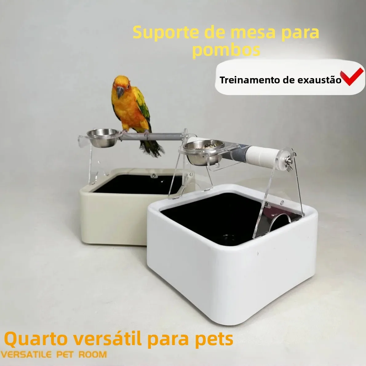 station-d'alimentation-multifonctionnelle-pour-l'entrainement-des-perroquets-avec-bac-a-dejections-poubelle-et-support-style-moderne-en-acrylique-pour-l'interaction-et-le-jeu
