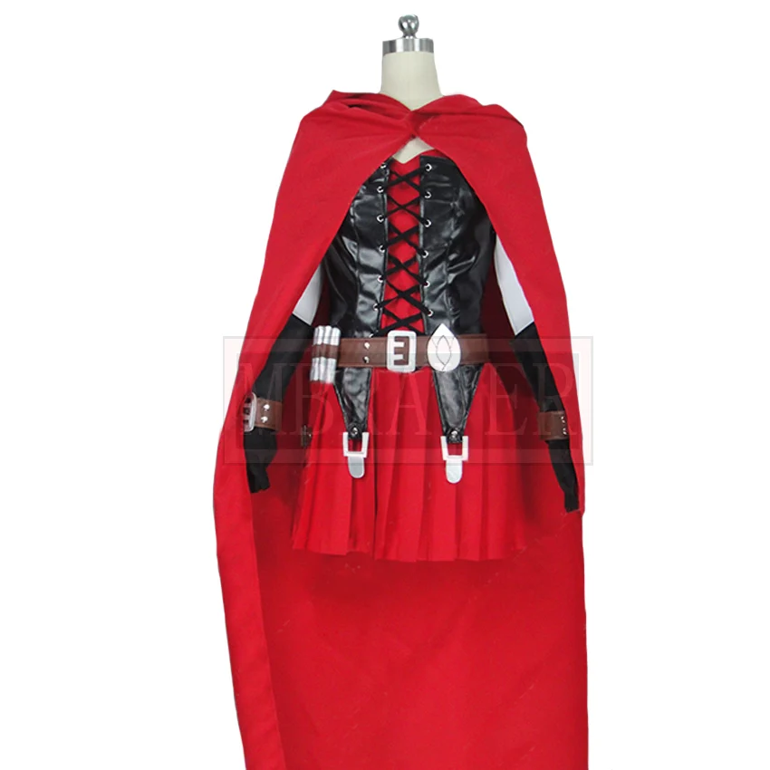 Ruby Rose Cosplay Red Dress Cloak Battle Uniform Costume Halloween Christmas Custom Made Any Size