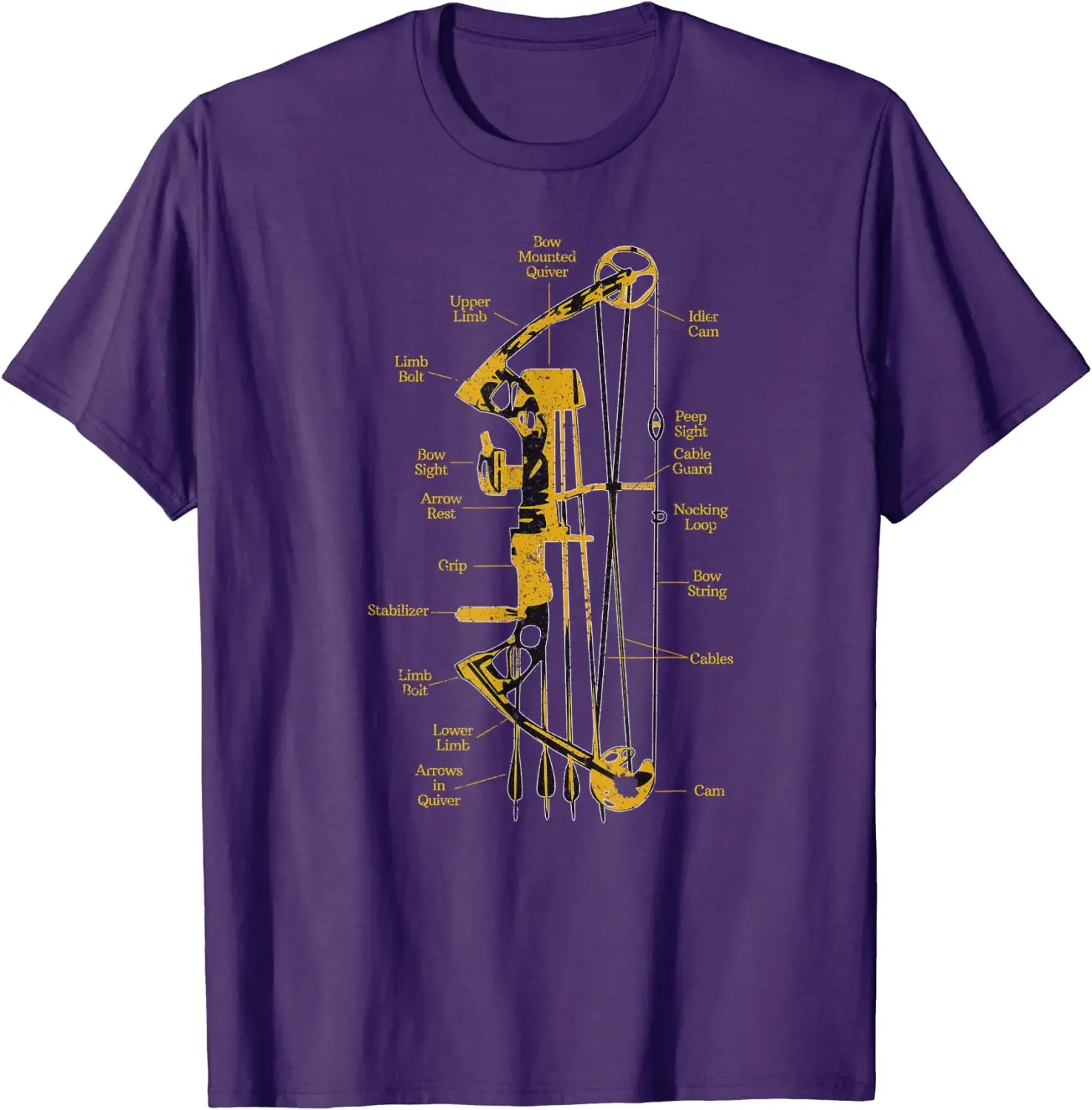 Bow Hunting Outdoors Archery Compound Bow Anatomy Gift T-Shirt 100% Cotton O-Neck Summer Short Sleeve Casual Mens T-shirt