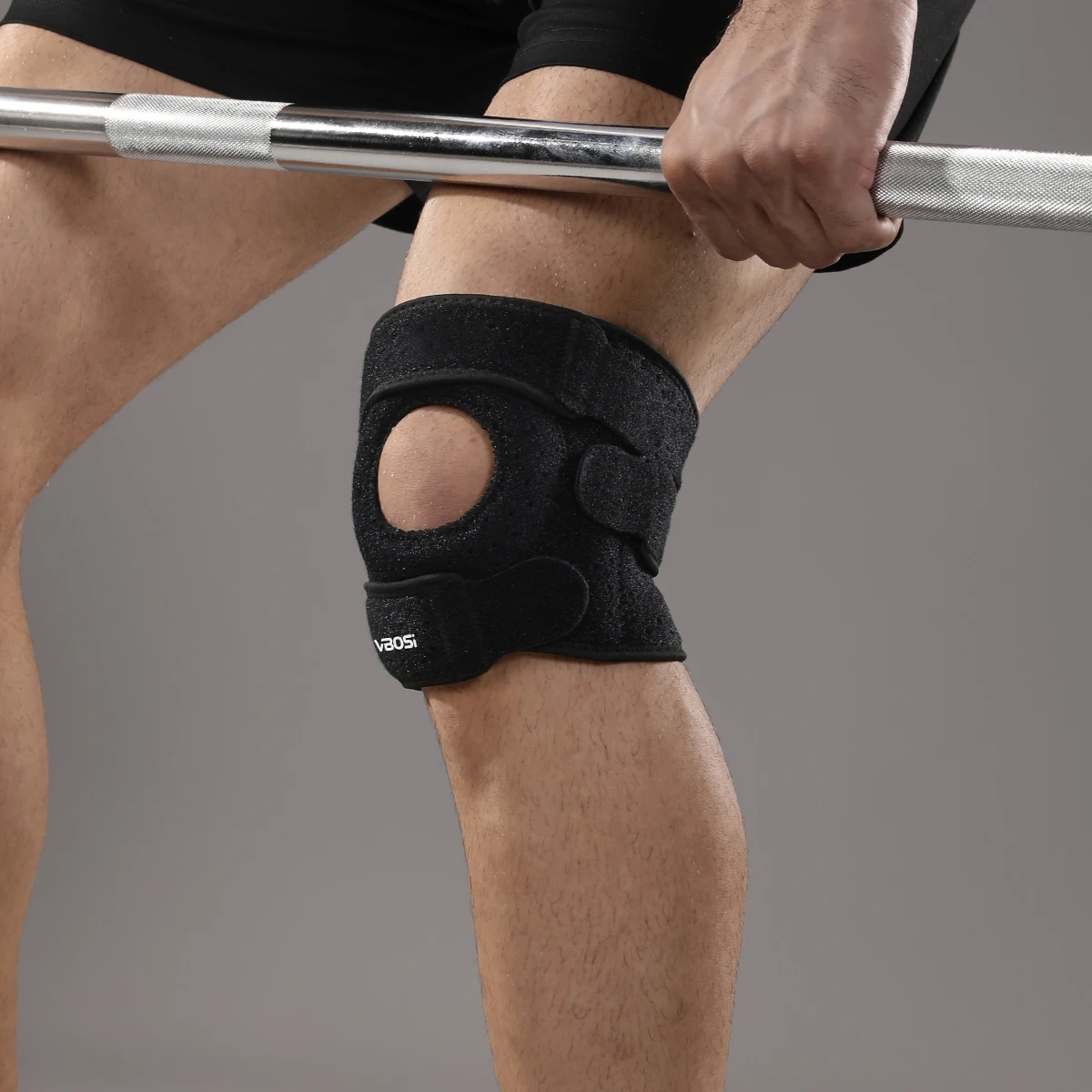1 Stück verbesserte, rutschfeste, atmungsaktive, verstellbare Kniebandage für Damen und Herren mit Patellasilikon und Luftlöchern für Bask – Detail 5