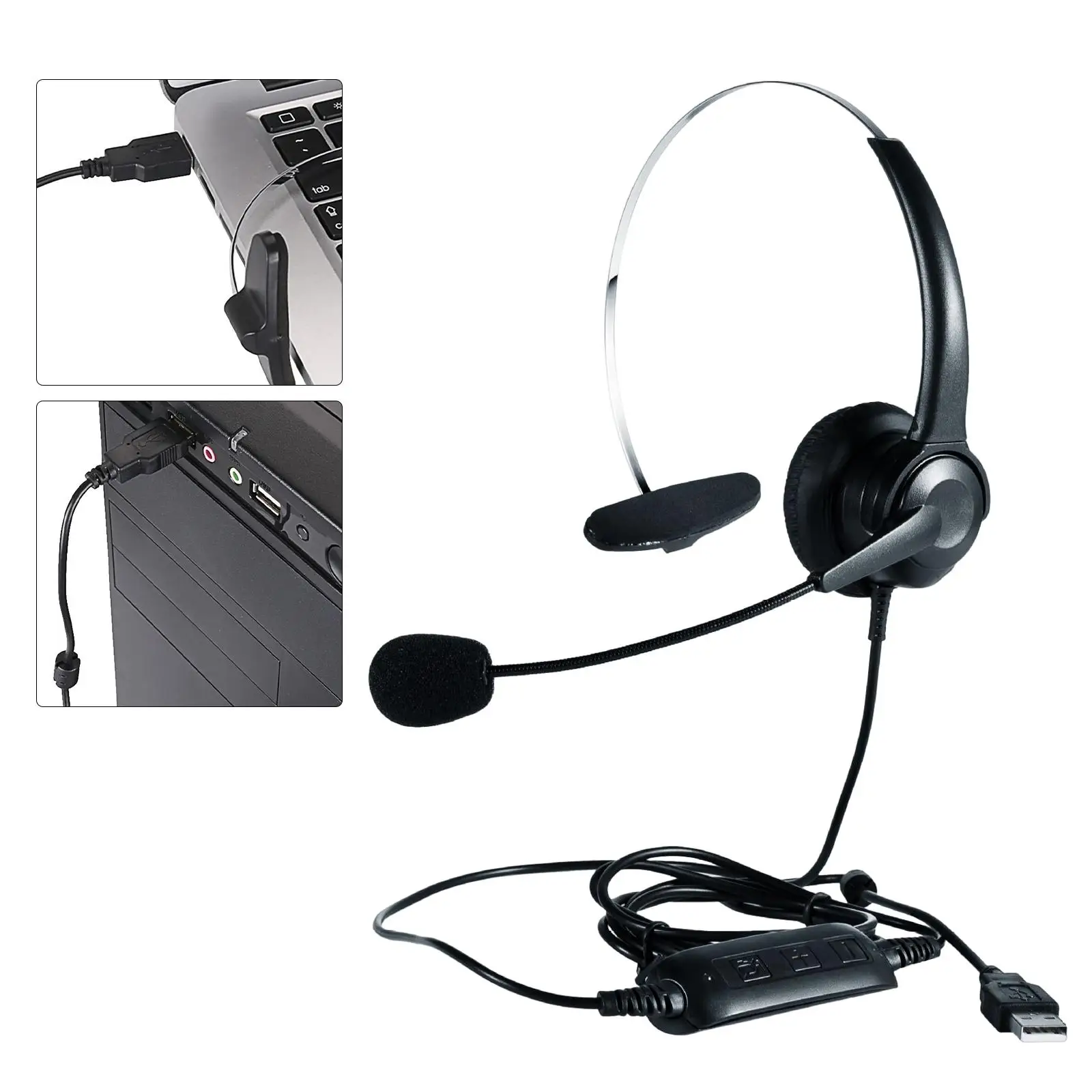 Wired Headset with Microphone USB Computer Headset for Speeches Office Broadcasts