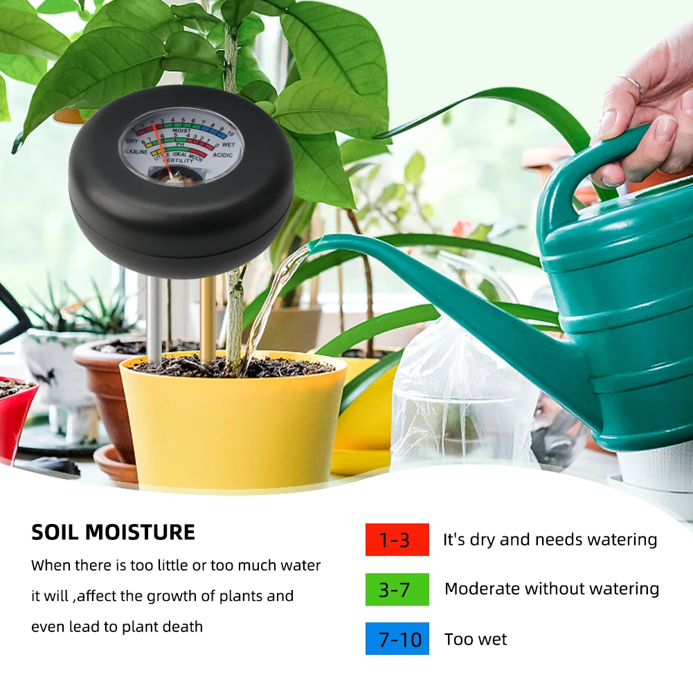 Testeur d'humidité et d'acidité du sol, compteur de PH, détecteur de métaux, outil de test extérieur, jardin de fleurs, plantation de pelouses, 3 en 1
