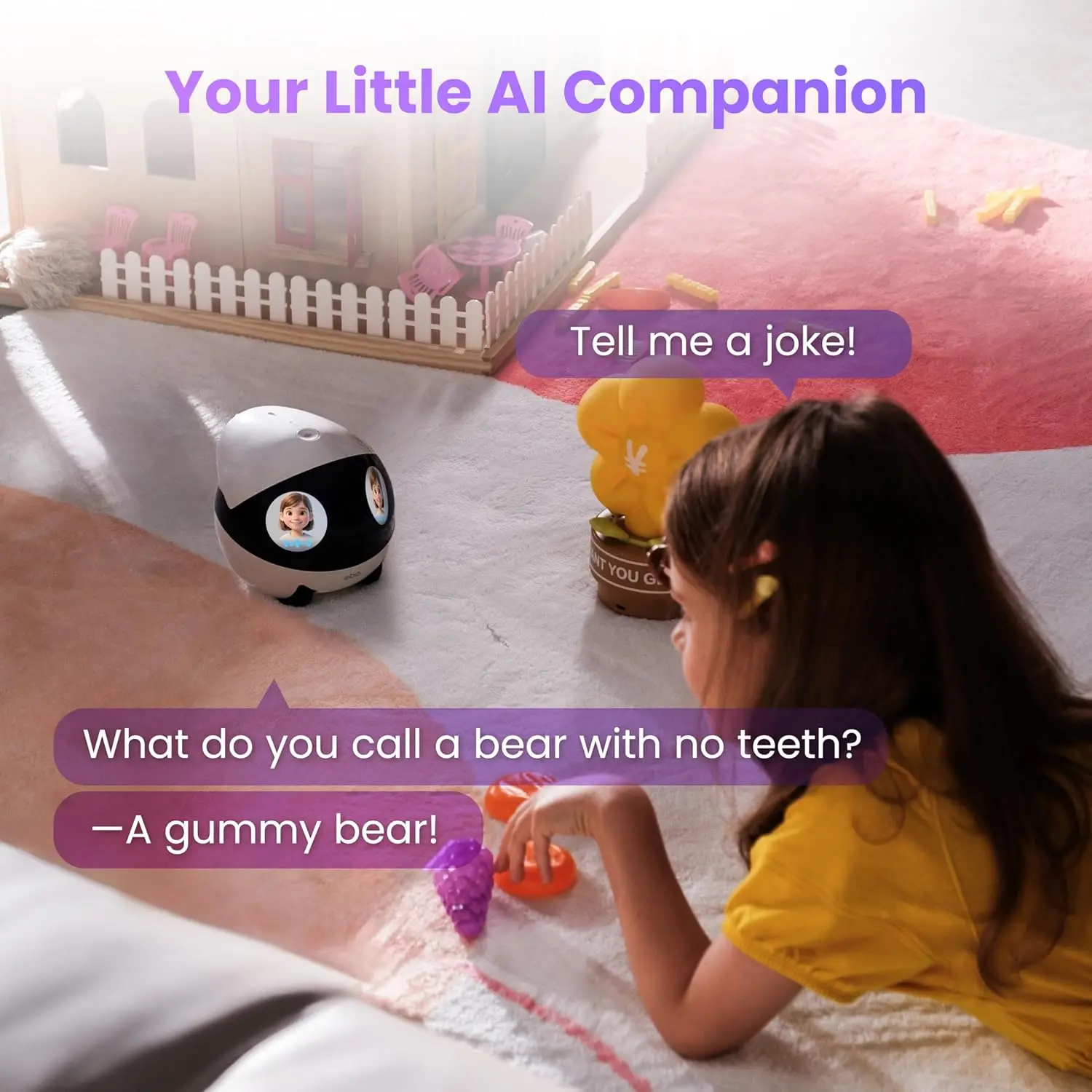 Enabot EBO Air 2 Plus 3K Family Companion AI Robot Bidirectional Video Automatic Charging Customized Facial Image Night Vision