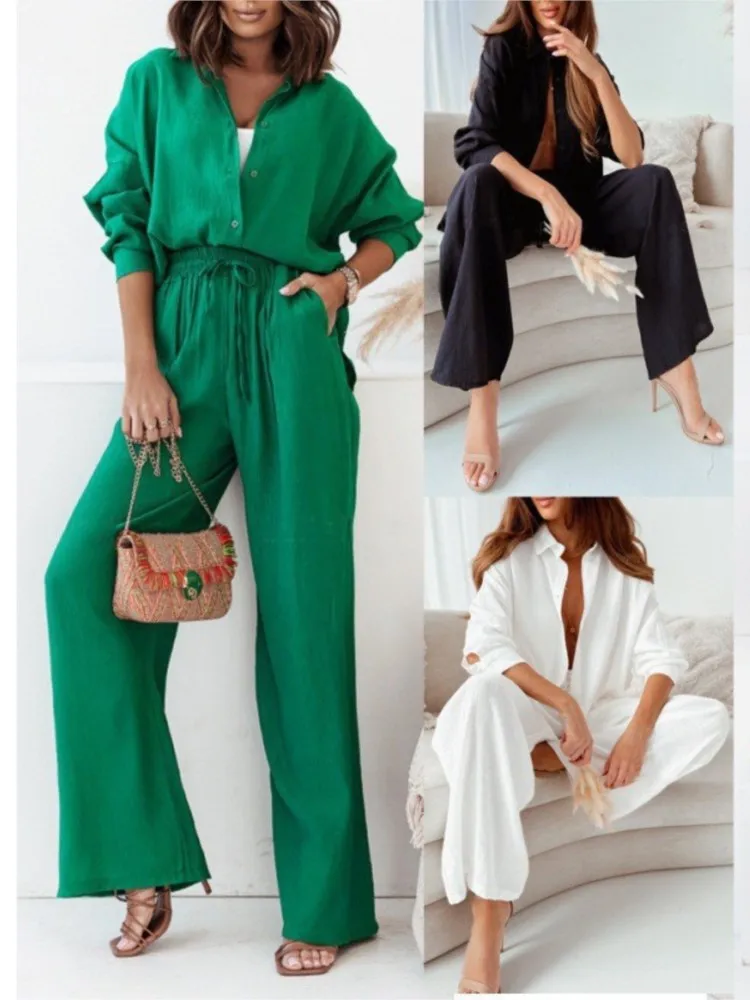 

Casual Two Piece Outfits 2 Pieces Set For Woman New In Matching Sets Women's Clothing Temperament Loose Solid Color Simple Style