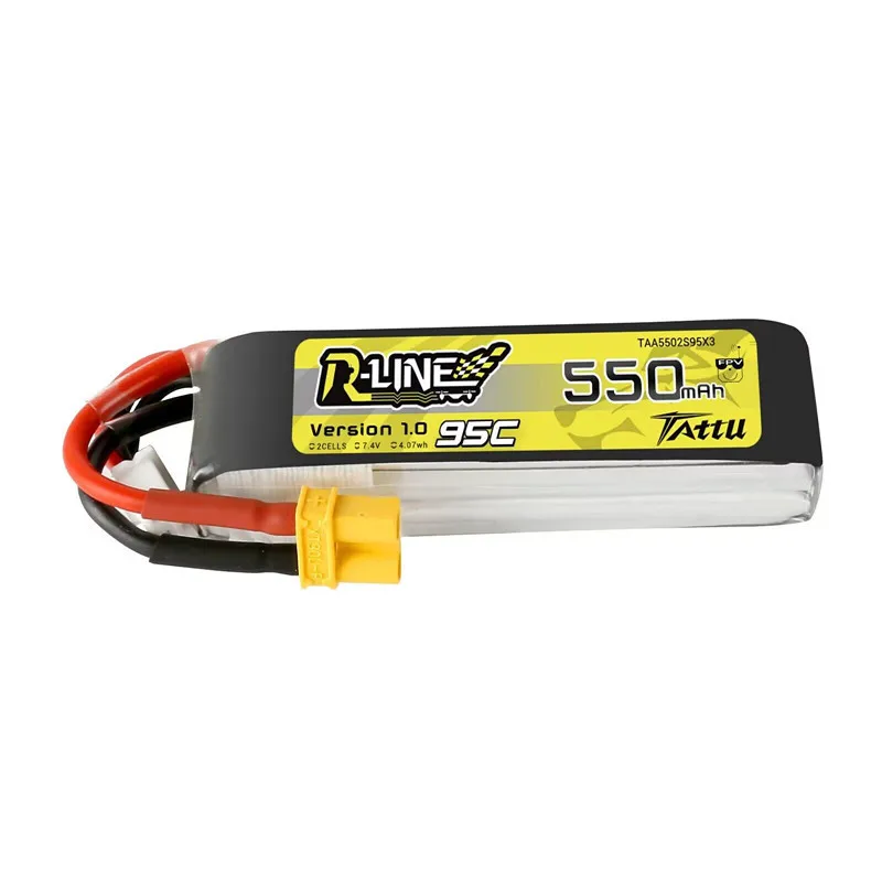 TATTU R-LINE 1,0 550mAh 95C 2S 7,4 V Lipo батарея для радиоуправляемого вертолета квадрокоптера FPV гоночного дрона запчасти 7,4 V батарея с разъемом XT30