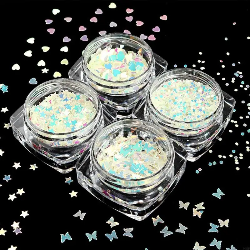 A9BF for Butterfly Star Luminous Sequins 4-Style Glow Glitters DIY D