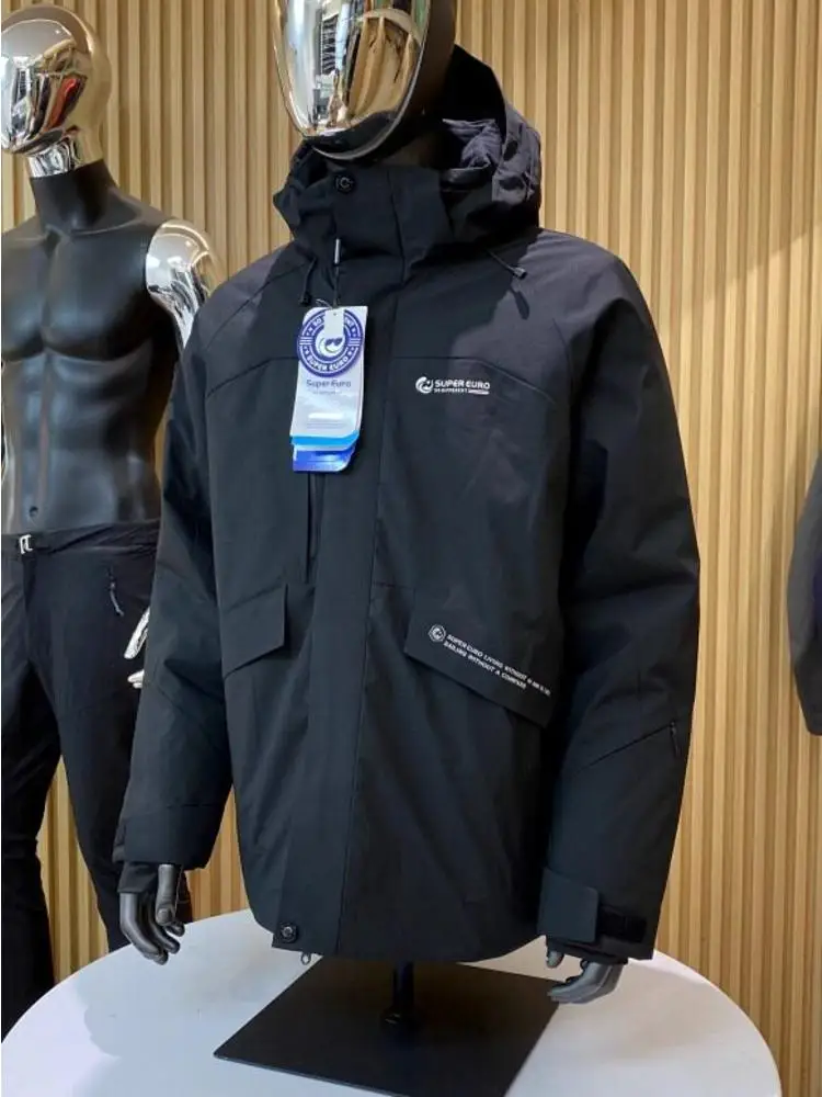 

Теплая хлопковая куртка для мужчин, зимняя, с защитой от холода, модная, с ионами серебра для отражения тепла, серия Ski, приталенный крой, на молнии, с капюшоном