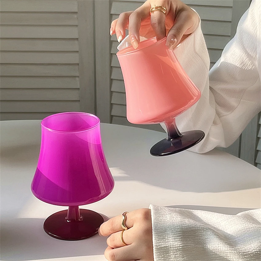 Korean Retro Ins Style Lamp Shaped Glass, Candy-Colored, Simple Home Champagne Glass, Single-layer, Universal Tall Glasses
