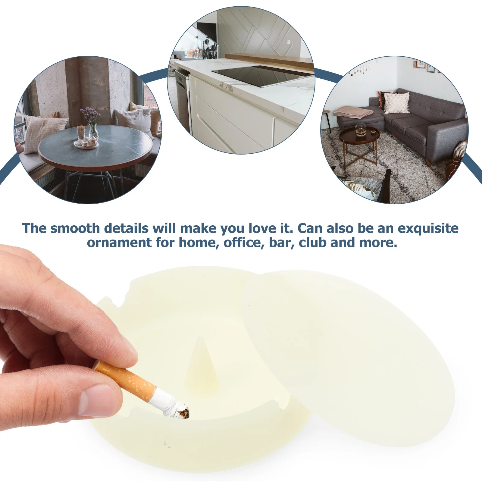 

Glow In The Dark Silicone Ashtray With Lid Round Home Living Room Desktop Cigarette Holder Soot Storage Tray Decorative