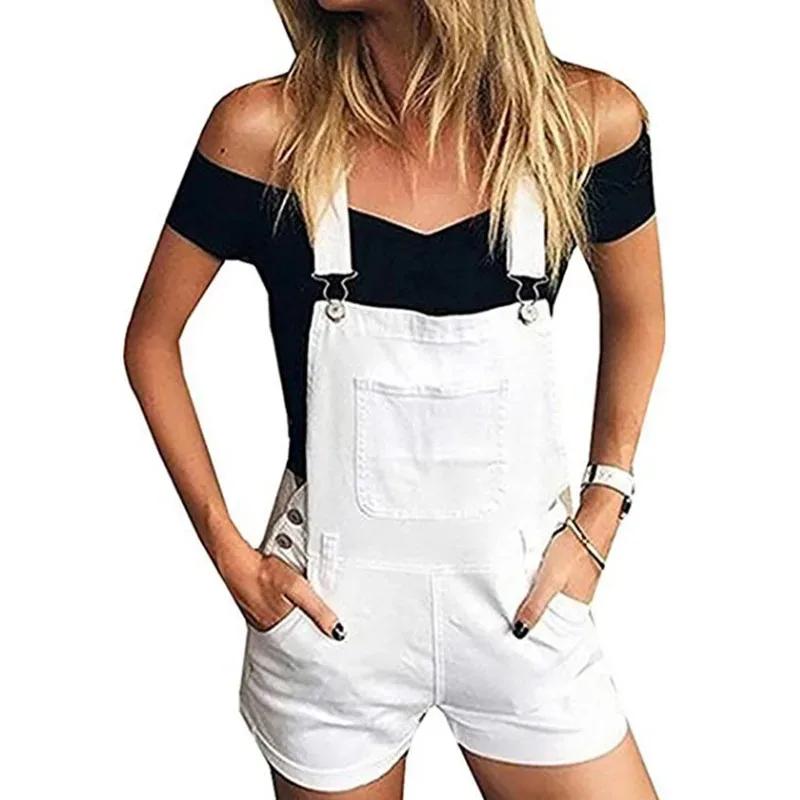 Camouflage Jeans Jumpsuit For Women Summer Casual Loose White Short Overalls Woman Denim Dungarees Y2k Fashion Suspenders Shorts