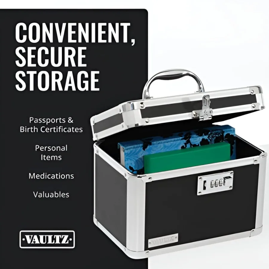 Combo Lock Storage Box Medium Density Fiberboard 10 x 7.25 x 7.75 Black - view 2