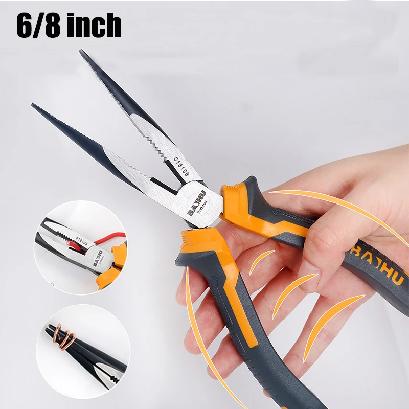 6/8inch Long Nose Pliers Stripping/Clamping/Winding Multifunctional Manual Needle Nose Pliers For Electrician Repair Hand Tools