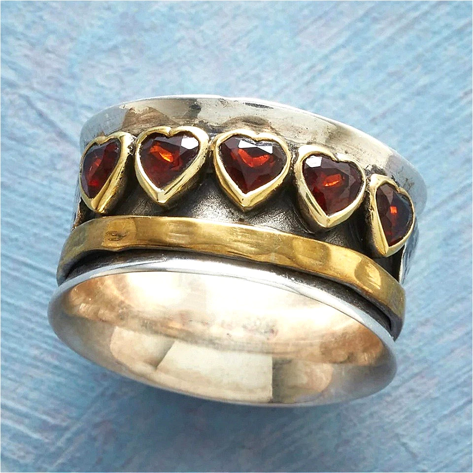 Vintage Fashion Nova - Cincin Lebar Dua Warna Zirkonia Sintetis