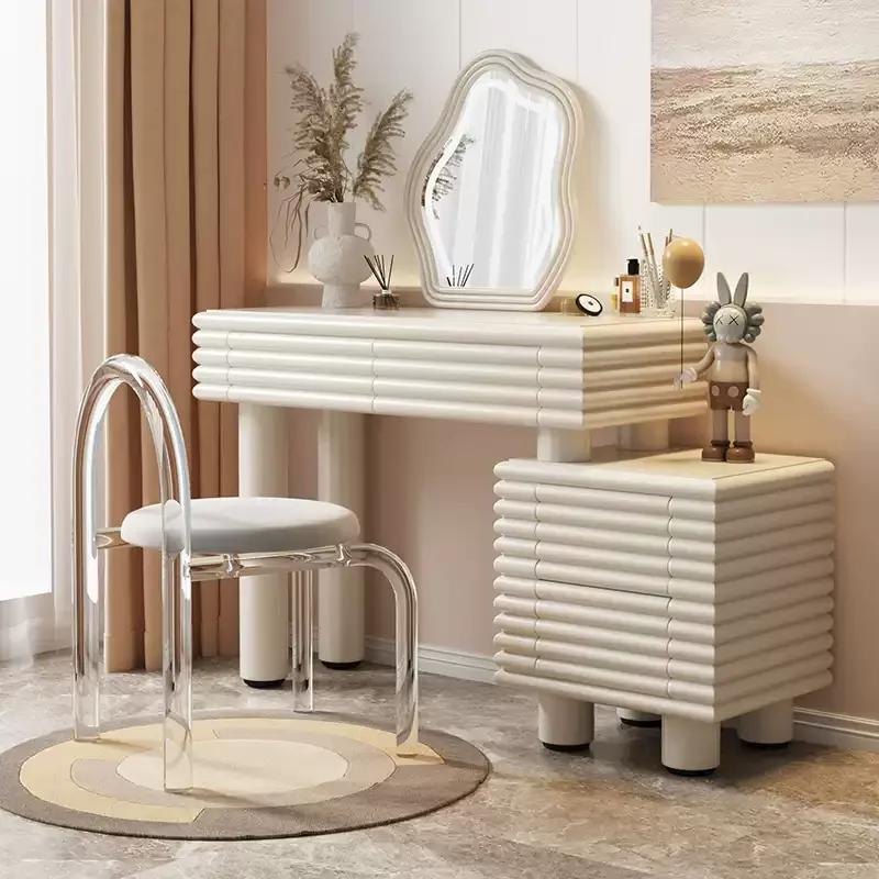 

Modern Luxury Bedroom Furniture Simple 4 Drawer Dresser with Light Emitting Diode Mirror Wood Material