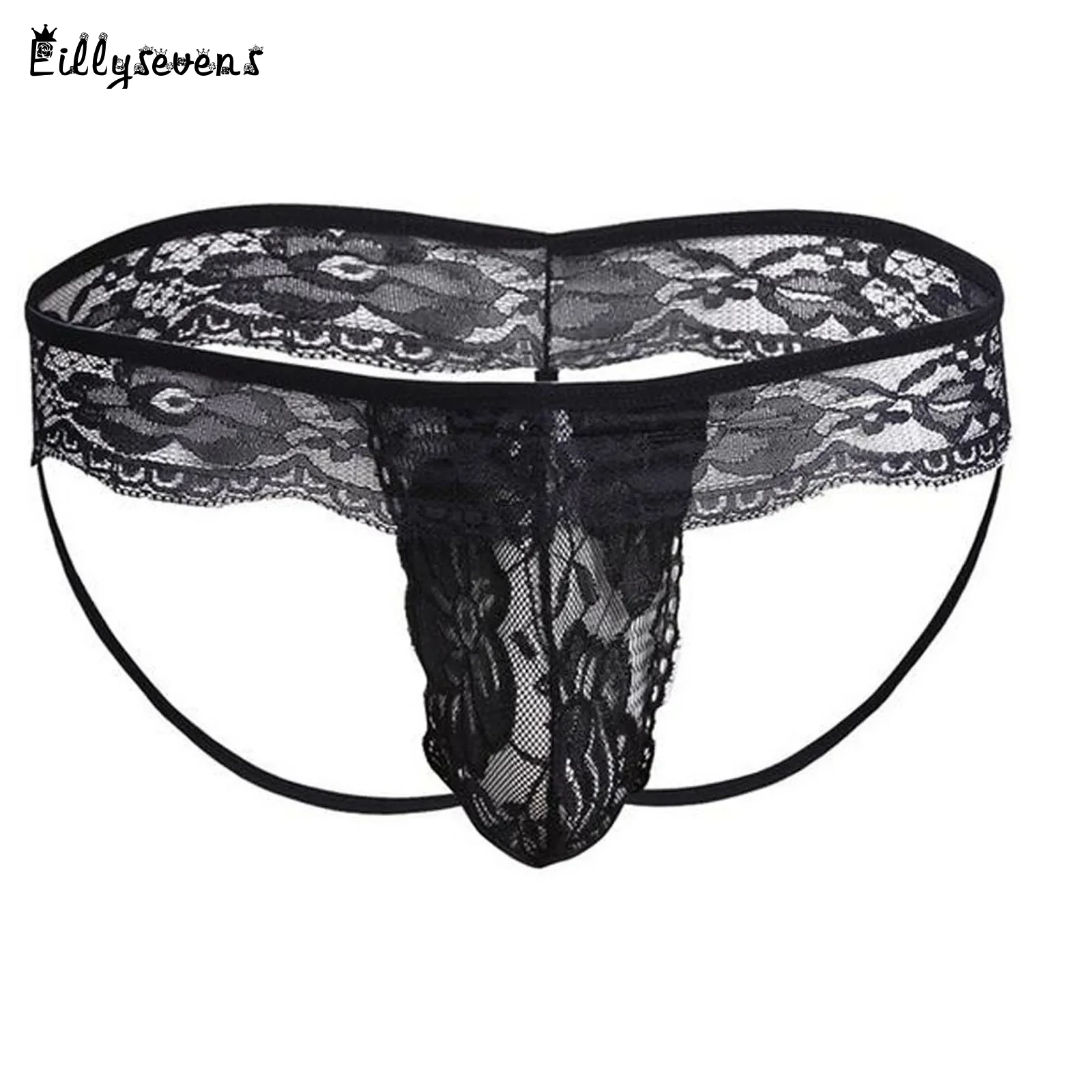 Men Briefs Sexy Lace Sissy Lingerie Gay Pouch Panties Low Waist Underpants G-String Thong Underwear Bikini Slip Homme Open Back