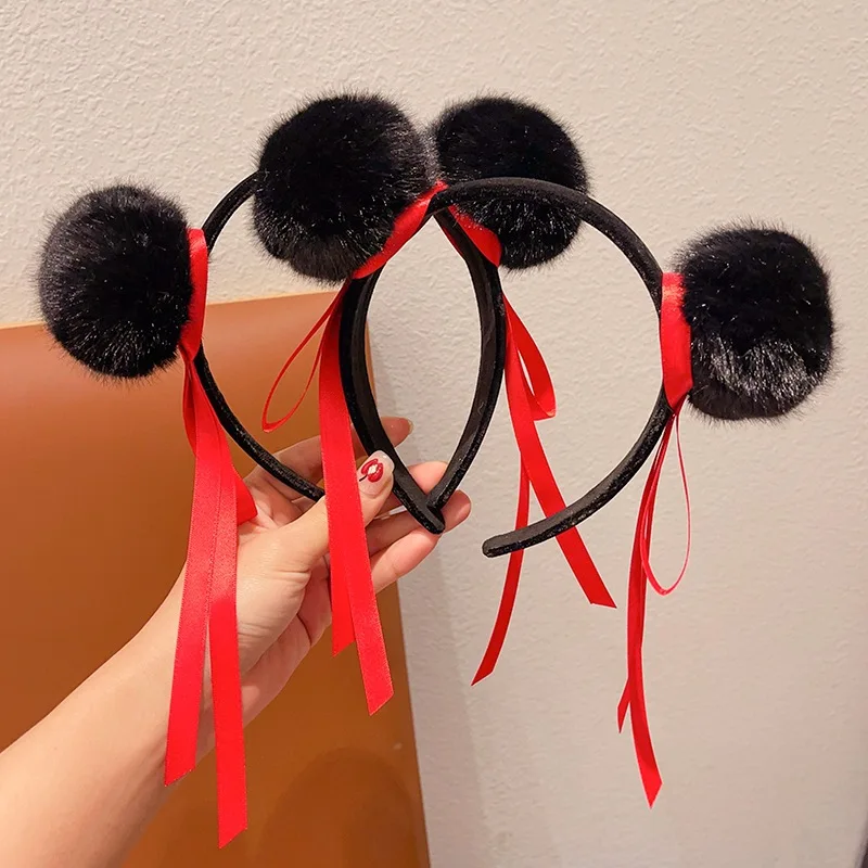 Nezha Cosplay Diadema para niños con bola de lana Decoración para el cabello Diadema unisex Mismo estilo que el niño mágico Nezha Ocean Travieso