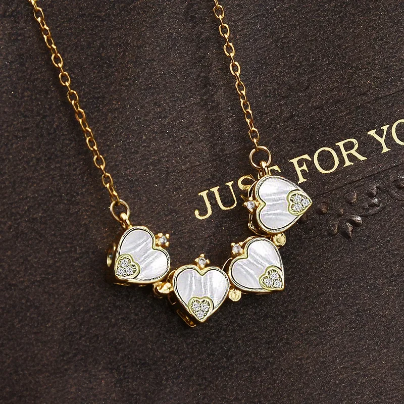 

Short and elegant style, two pieces to wear, women's heart-shaped collarbone necklace, four-leaf clover heart-shaped necklace