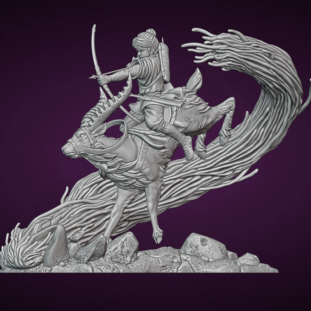 1/24 Model do Druku 3D Jeleń Młody Wódz Żywiczny Model Figurki Zestaw do Samodzielnego Montażu DIY Miniaturowa Statuetka Redukcja Niepomalowany Zestaw Zabawki