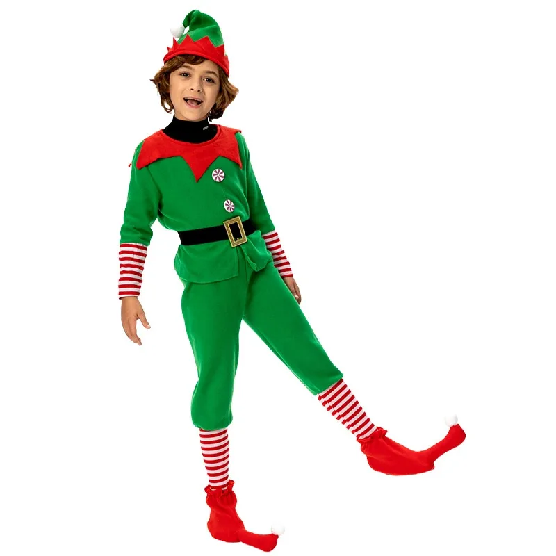 بيتر بان عيد الميلاد الجان الأطفال تأثيري البدلة بنين بنات زي فستان الحفلات وتتسابق مع قبعة حزام أغطية الأحذية