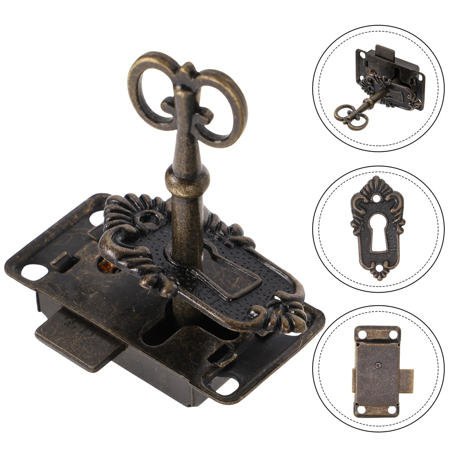 

1Set Vintage Drawer Lock Cabinet Lock Set with Key for Jewelry Box Cupboard Furniture Secure Fit Cabinet Locks with Key