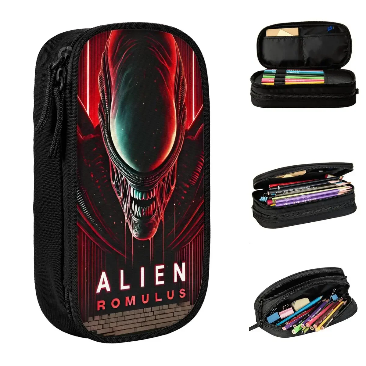 

Alien Menacing Close-Up Romulus Horror Pencil Cases Pencil Pouch Pen Holder for Student Big Bag School Supplie Zipper Stationery