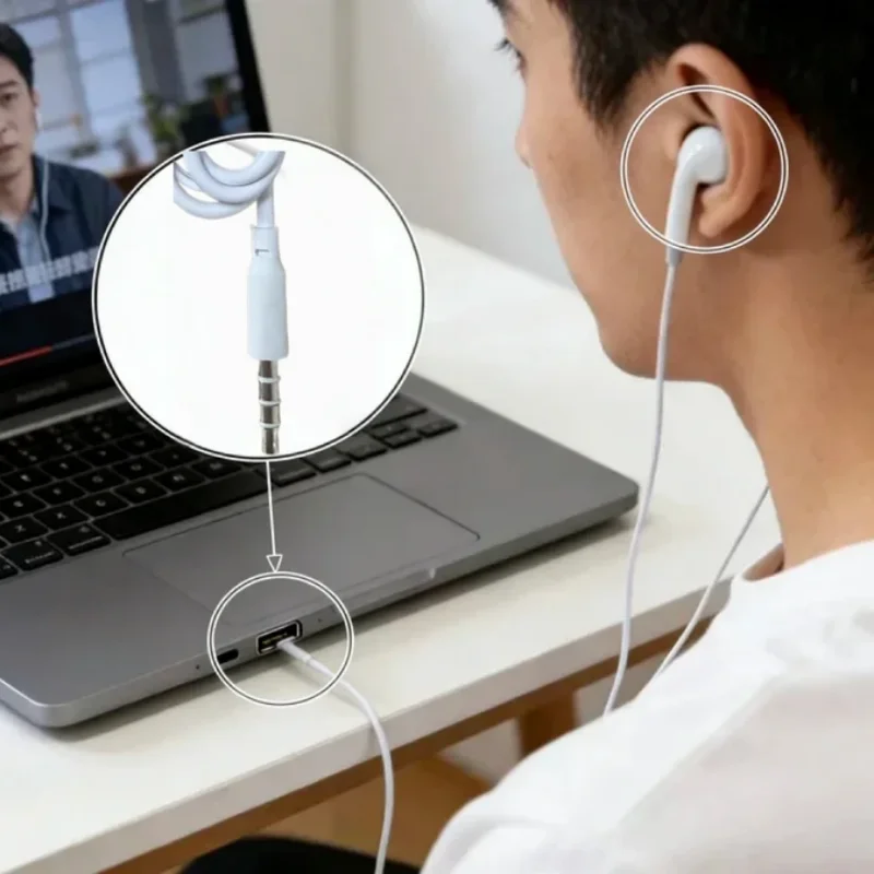 Design Wired Earphones In Ear Headphones Mic HiFi Bass Noise Cancelling Earbuds Compatible iOS Android for Sports Music Calls