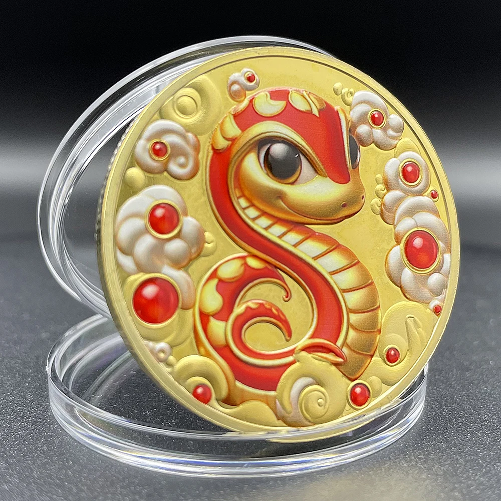 2025 Snake Year Coin Collectibles Chinese New Year Zodiac Lucky Medal Bring Good Fortune Cute Snake Souvenir Festival Gift