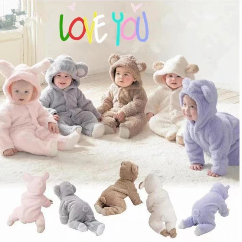 

Newborn Baby Rompers Winter Warm Fleece Bebe Boys Girls Costume Infant Girls Clothing Animal Overall Baby Jumpsuits Xmas Outfit