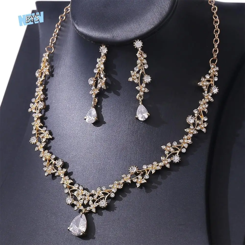 

Classical Luxury Necklace Earring Set Sparkling Vintage Wedding Jewelry Elegant Bridal Accessories Wedding Party